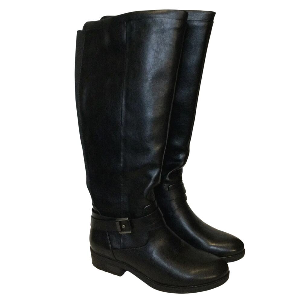 Baretraps Yvonna2 Wide Calf Knee High Boots 7.5 Black NWT Tall Riding Bare Traps